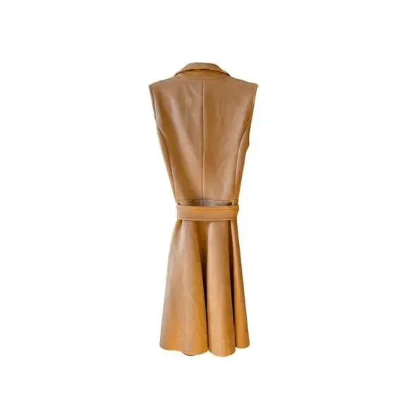 NEW Halogen belted tan faux suede tuxedo mini dress size XS - Picture 8 of 11